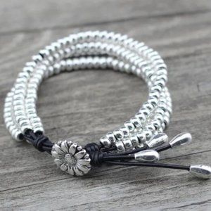 4 STRAND SUNFLOWER BRACELET - BLACK